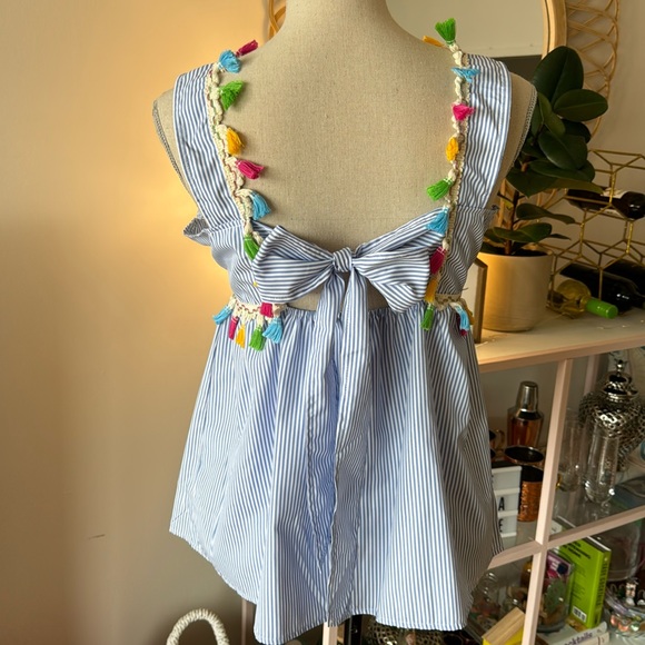 Striped Blouse with Tassels - Picture 2 of 5